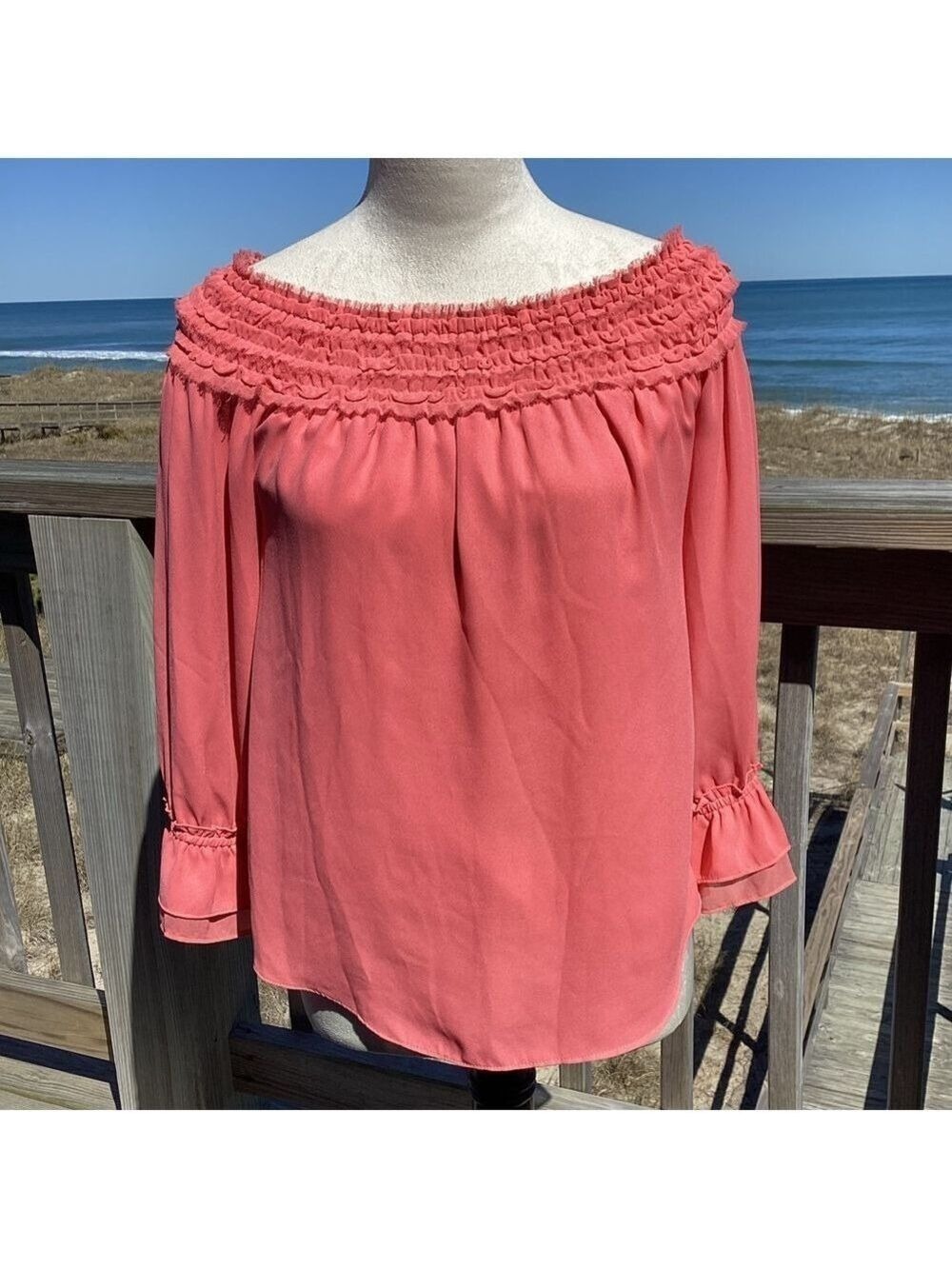 White House Black Market Coral Blouse